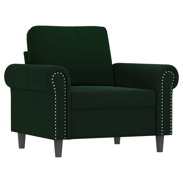 vidaXL Sill&oacute;n con taburete terciopelo verde oscuro 60 cm