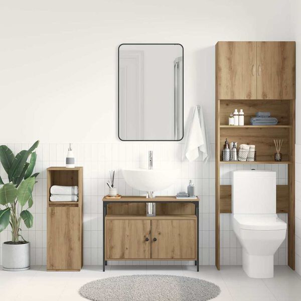 vidaXL Gabinete de Lavabo para Baño Roble artisan 80 x 30 x 60 cm