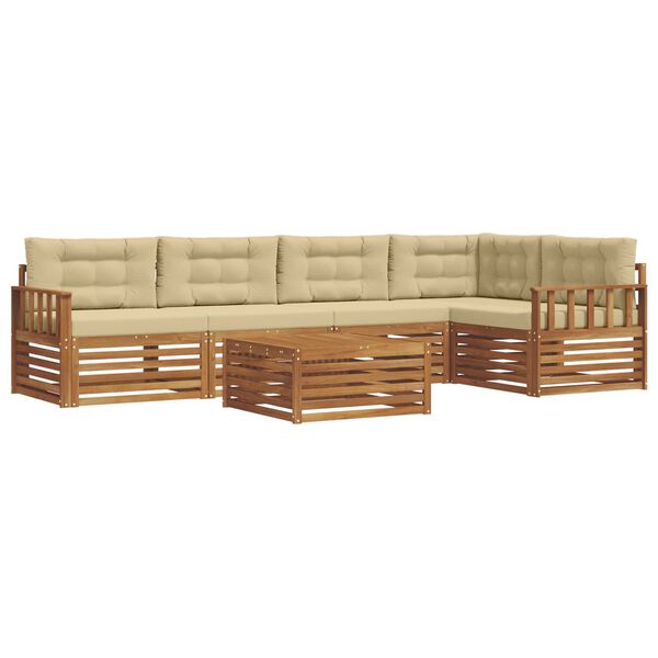 vidaXL Conjunto de sof&aacute;s de exterior con coj&iacute;n 6 pcs Natural y Beige