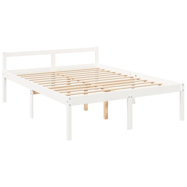 vidaXL Cama senior sin colch&oacute;n madera maciza de pino blanco 160x200 cm