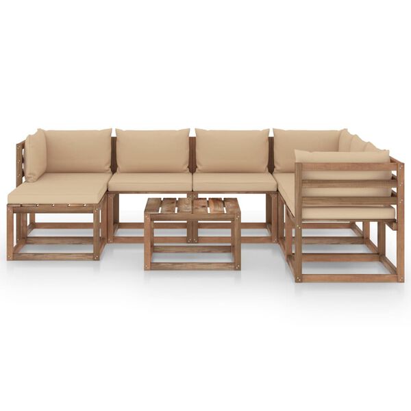 vidaXL Juego de muebles de jard&iacute;n 8 piezas con cojines beige