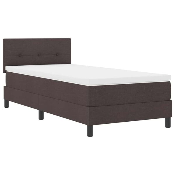 vidaXL Cama tipo Box Spring con colch&oacute;n Marr&oacute;n Oscuro 80 x 200 cm tela