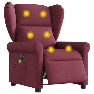 vidaXL Sill&oacute;n de masaje reclinable el&eacute;ctrico tela rojo tinto