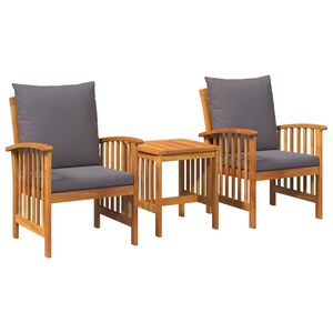 vidaXL Conjunto de sofá de jardín 3 pcs Marrón madera maciza de acacia