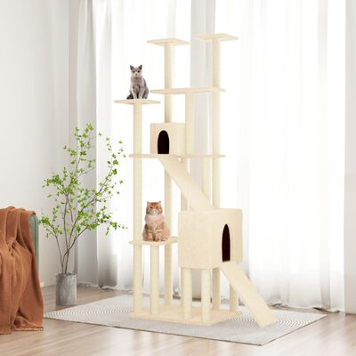 vidaXL Rascador para gatos con postes de sisal crema 190 cm