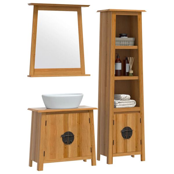 vidaXL Conjunto de muebles de ba&ntilde;o 3 piezas madera maciza de pino