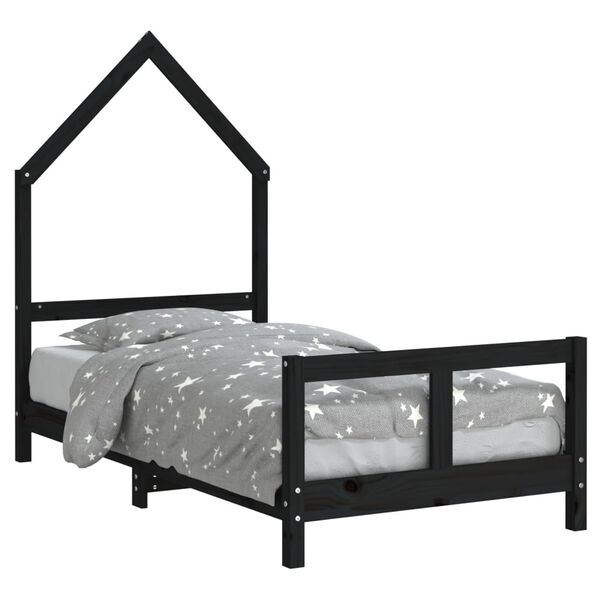 vidaXL Estructura de cama para ni&ntilde;os madera de pino negro 80x160 cm