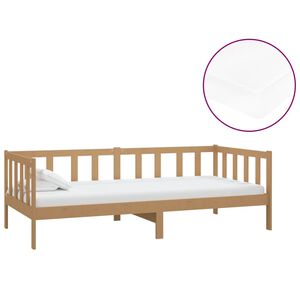 vidaXL Sof&aacute; cama y colch&oacute;n madera pino maciza marr&oacute;n miel 90x200 cm