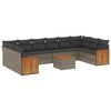 vidaXL Set de sof&aacute;s de jard&iacute;n 11 pzas y cojines rat&aacute;n sint&eacute;tico gris