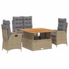 vidaXL Set de comedor jard&iacute;n con cojines 4 pzas rat&aacute;n sint&eacute;tico beige