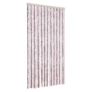 vidaXL Cortina antimoscas chenilla gris plateado y rosa 100x200 cm