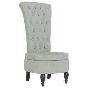 vidaXL Sillón de respaldo alto con botones terciopelo gris claro