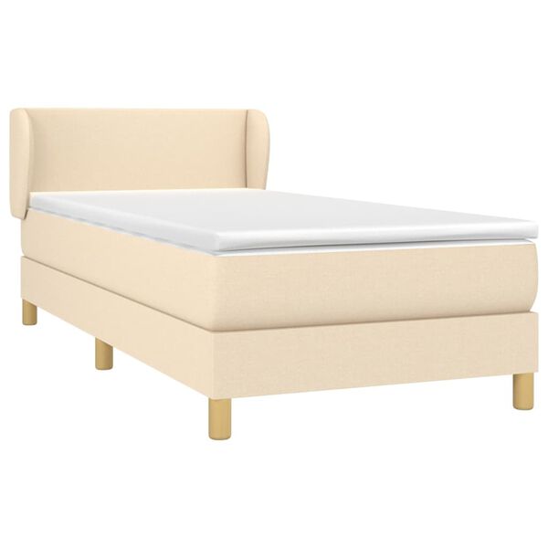 vidaXL Cama box spring con colch&oacute;n tela color crema 90x190 cm