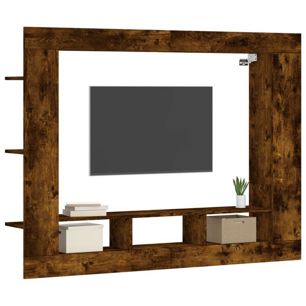 vidaXL Mueble para TV madera de ingenier&iacute;a roble ahumado 152x22x113 cm