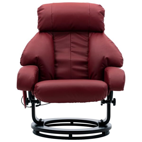 vidaXL Sillón de masaje reclinable para TV cuero sintético rojo tinto