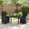 vidaXL Conjunto de Comedor de Jard&iacute;n 3 pcs Negro rat&aacute;n sint&eacute;tico