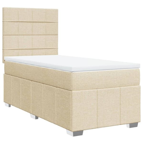 vidaXL Cama box spring con colch&oacute;n tela color crema 80x200 cm