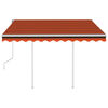 vidaXL Toldo manual retr&aacute;ctil con postes naranja y marr&oacute;n 3x2,5 m