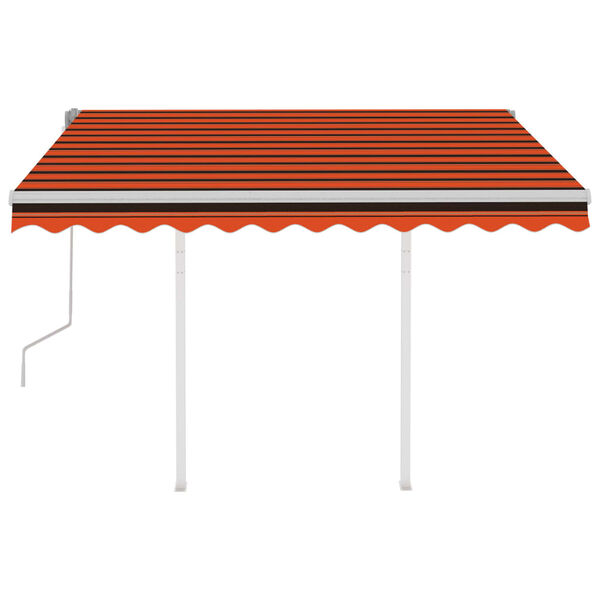 vidaXL Toldo manual retr&aacute;ctil con postes naranja y marr&oacute;n 3x2,5 m