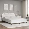vidaXL Estructura de cama Viana sin colch&oacute;n cuero sint&eacute;tico blanco 160x200cm