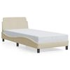vidaXL Estructura de cama con cabecero Dover tela crema 90x200cm