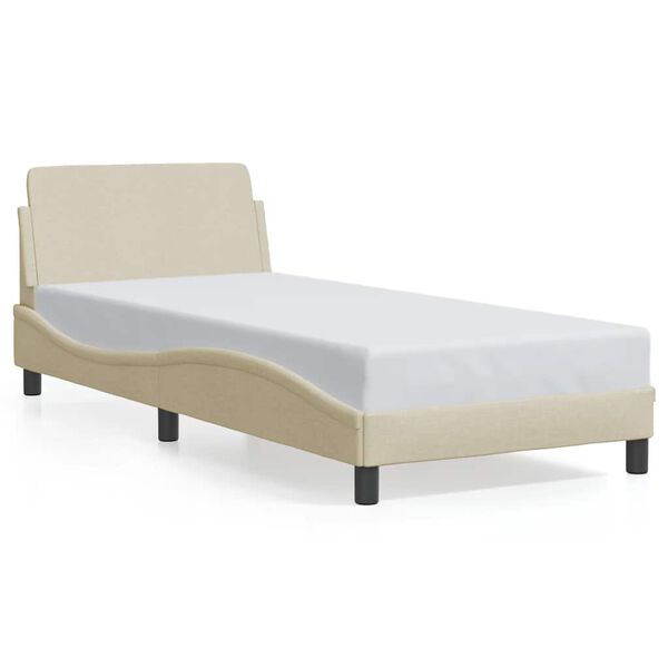 vidaXL Estructura de cama con cabecero Dover tela crema 90x200cm