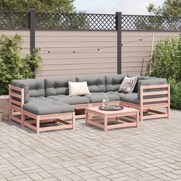 vidaXL Set de sof&aacute;s jard&iacute;n 7 pzas con cojines madera abeto Douglas