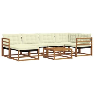 vidaXL Conjunto de sof&aacute;s de exterior con coj&iacute;n 19 pcs Natural y Crema
