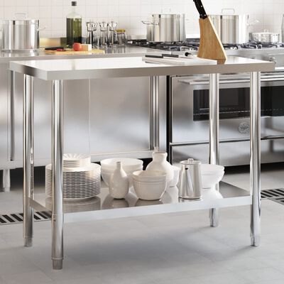 vidaXL Mesa de trabajo de cocina acero inoxidable 110x55x85 cm