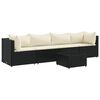 vidaXL Set de muebles de jard&iacute;n 5 pzas y cojines rat&aacute;n sint&eacute;tico negro
