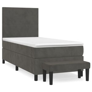 vidaXL Cama box spring con colch&oacute;n terciopelo gris oscuro 80x200 cm