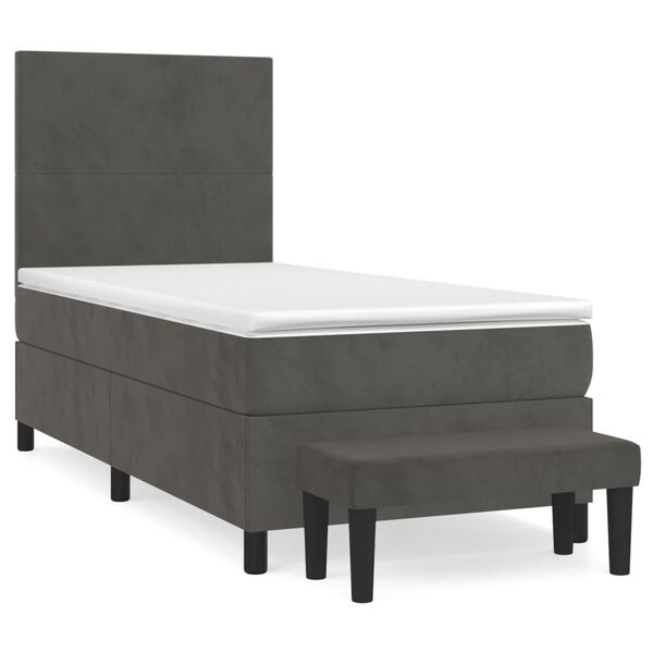vidaXL Cama box spring con colch&oacute;n terciopelo gris oscuro 80x200 cm