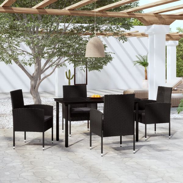 vidaXL Juego de comedor para jard&iacute;n 5 piezas negro