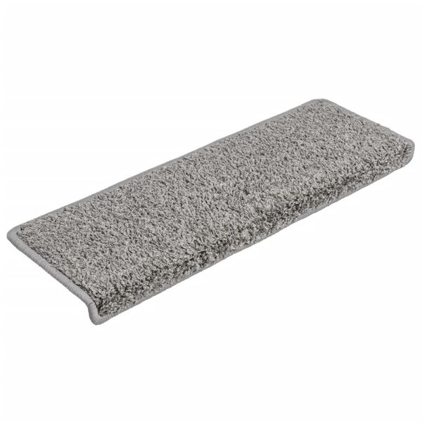 vidaXL Alfombrillas para escaleras 10 unidades 65x21x4 cm Gris Borde Rectangular