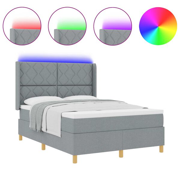 vidaXL Cama tipo Box Spring con colch&oacute;n Gris Claro 140 x 200 cm tela