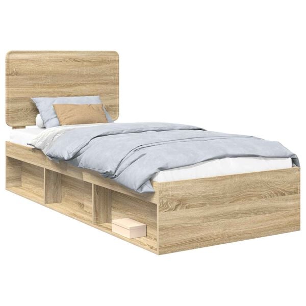 vidaXL Estructura de cama con cabecera Roble Sonoma 75 x 190 cm