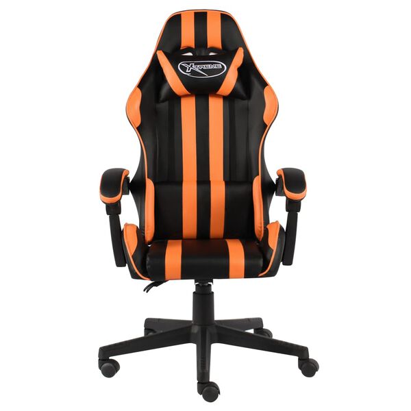 vidaXL Silla gaming de cuero sint&eacute;tico negro y naranja