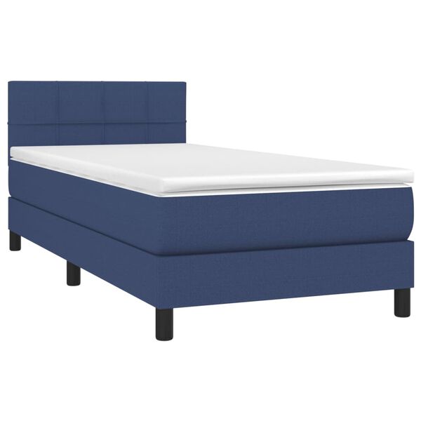 vidaXL Cama box spring colch&oacute;n y luces LED tela azul 80x200 cm