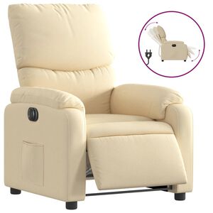 vidaXL Sill&oacute;n reclinable el&eacute;ctrico de tela crema