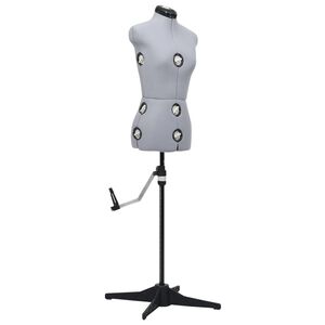 vidaXL Maniqu&iacute; de sastre ajustable mujer gris talla S 33-40