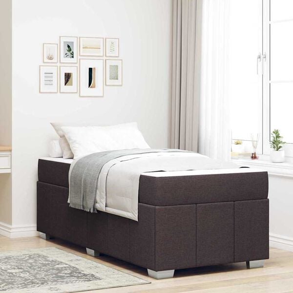 vidaXL Estructura de cama con colch&oacute;n Marr&oacute;n Oscuro 120 x 190 cm tela