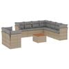 vidaXL Juego de sof&aacute;s jard&iacute;n con cojines beige 10 pzas rat&aacute;n sint&eacute;tico