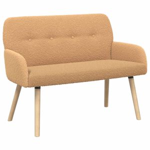vidaXL Sof&aacute; de 2 plazas con patas de madera maciza Beige Boucl&eacute;