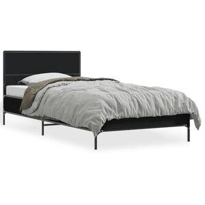 vidaXL Estructura de cama madera de ingenier&iacute;a y metal negra 75x190 cm