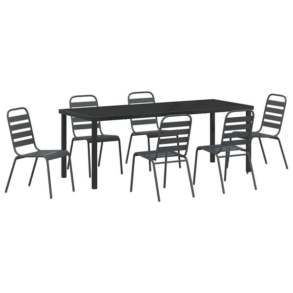 vidaXL Conjunto de Comedor de Jard&iacute;n 7 pcs Antracita