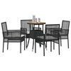 vidaXL Conjunto de Comedor de Jard&iacute;n 5 pcs Negro Polirat&aacute;n