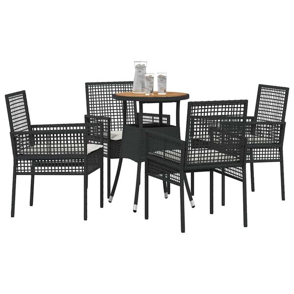 vidaXL Conjunto de Comedor de Jard&iacute;n 5 pcs Negro Polirat&aacute;n