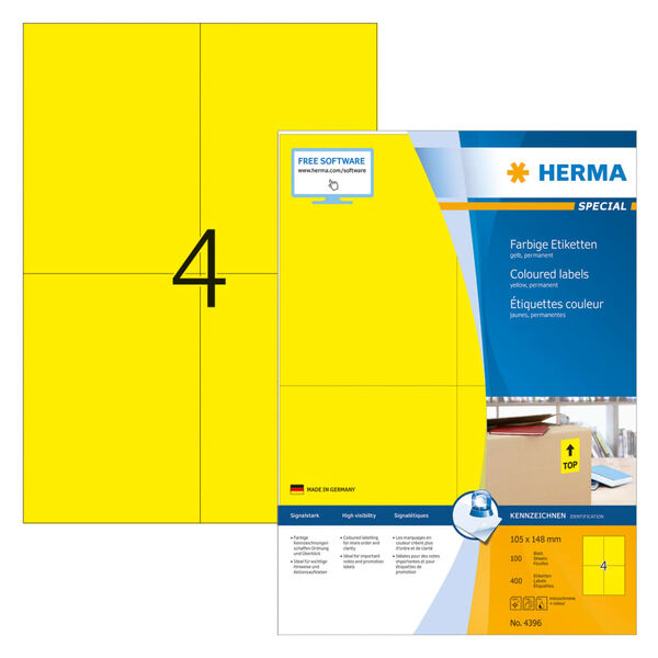 HERMA Etiquetas permanentes universales A4 105x148 mm 100