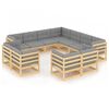 vidaXL Juego de muebles de jard&iacute;n 11 pzas y cojines madera maciza pino