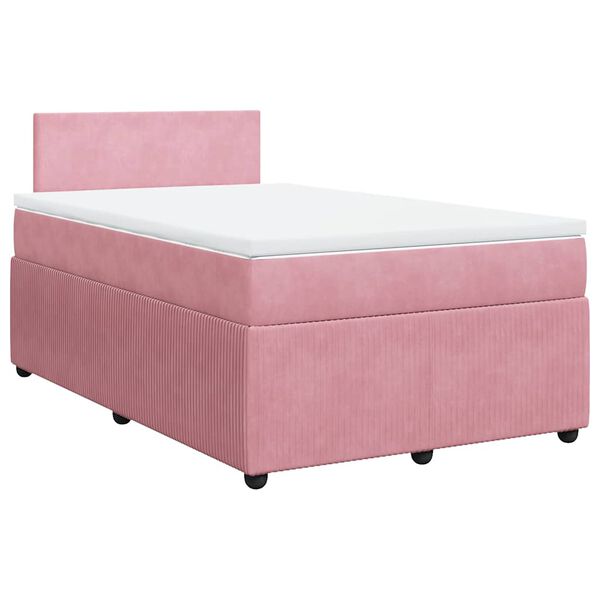 vidaXL Cama box spring con colch&oacute;n terciopelo rosa 120x200 cm